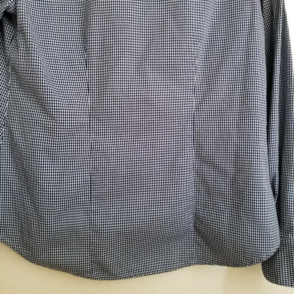 Womens GAP Long-Sleeve Fitted Shirt Sz M 100% Cotton Dark Navy Blu Houndstooth - Picture 11 of 15